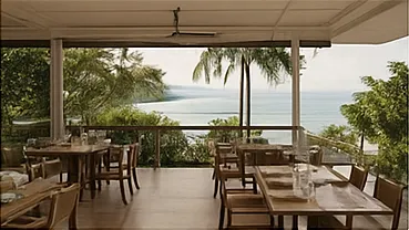 Outdoor restaurant with ocean view
